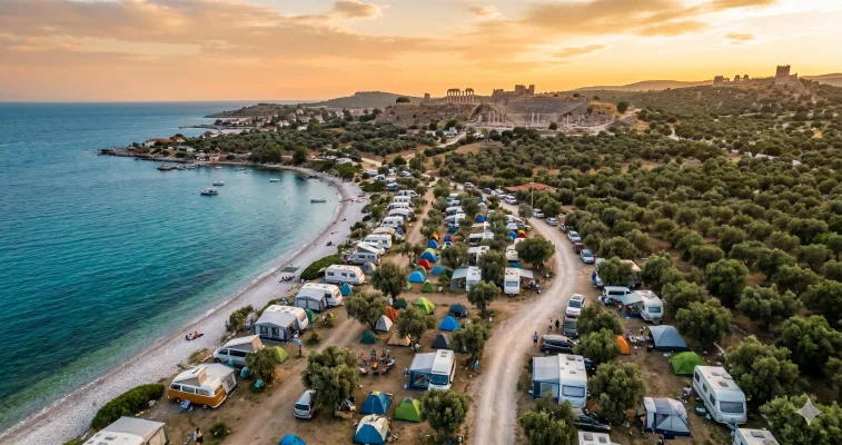 Türkiye kamp yerleri - Çanakkale Assos denize sıfır kamp alanı